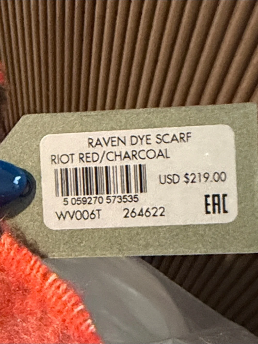 AllSaints Oversized Plaid Fringe Scarf in Orange and Green